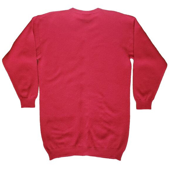 Mackinnon of Scotland Wool Cardigan Sz M Long Red Button Up Tunic Holiday Preppy - Picture 3 of 9